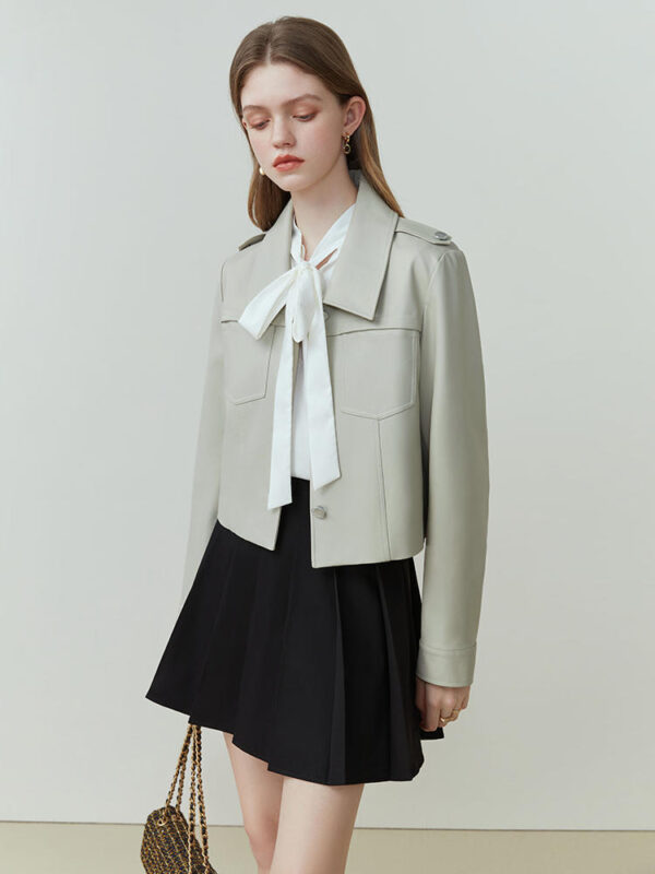 Female Retro Short Pu Leather Coat - Image 7