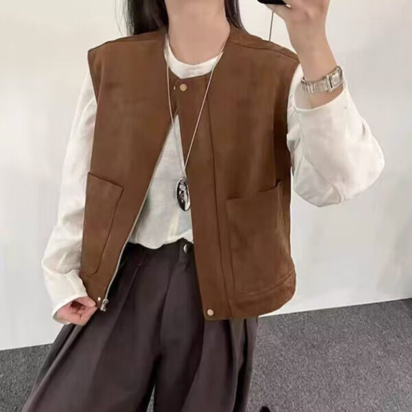 Vintage Deerskin Velvet Short Outer Wear Vest