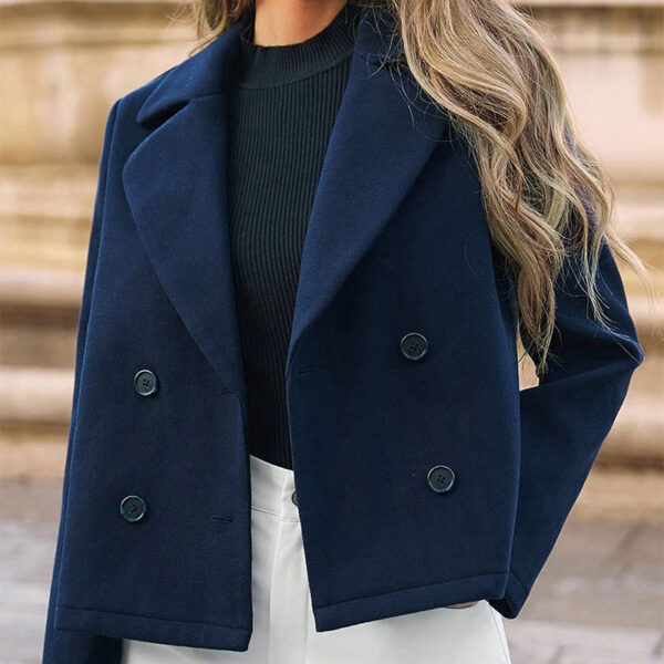 Women's Fashion Tailored Collar Woolen Coat - Image 2