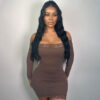 Women's Lace Stitching Pure Color Tight Sheath Dress - Image 7