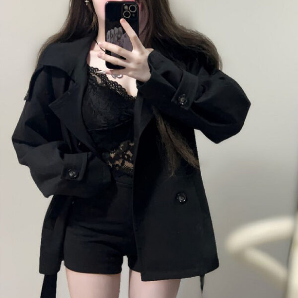 Fashion Short Black Double Breasted