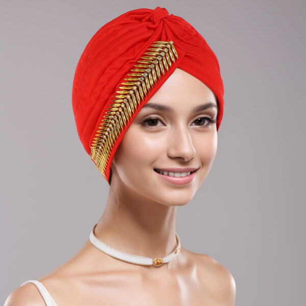 New Rhinestone Turban Cap For Women Pleated Elastic Head Wrap Stylish Ramadan Head Scarf Bonnet Chemo Cap Wedding African Hat - Image 9