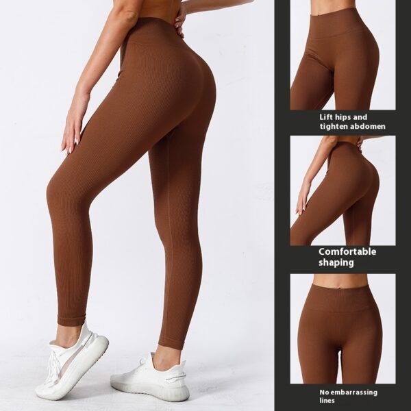 Women's Tight High Elastic Running Sports Thread High Waist Yoga Pants - Image 3