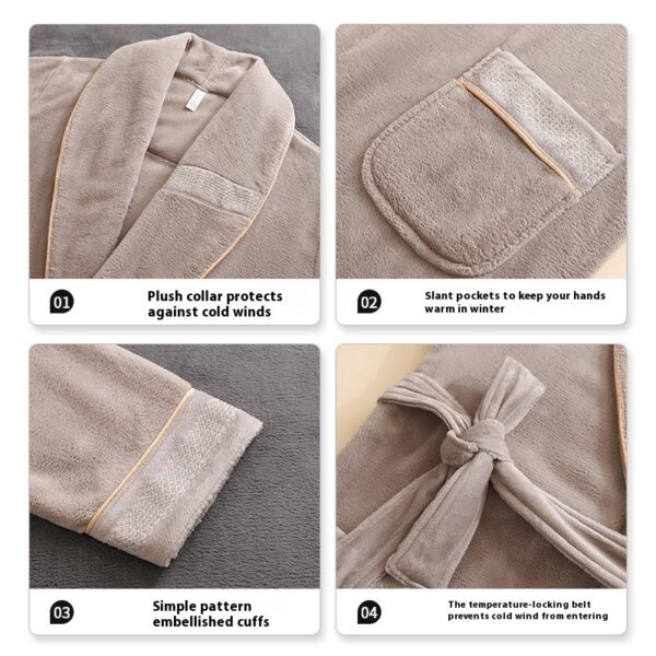 Winter Fleece Lining Plus Size Milk Fiber Homewear Mid-length Men's Pajamas - Image 6