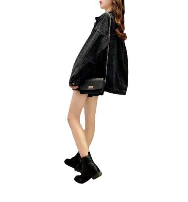 Loose Embroidered Lettered Black Denim Jacket Slimming Jacket Coat For Women - Image 5
