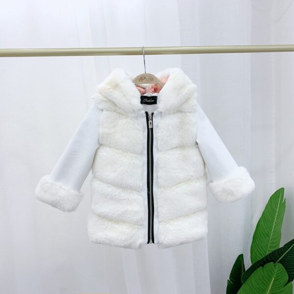 Children's Cotton Coat Rex Rabbit Hooded Faux Fur Coat - Image 5