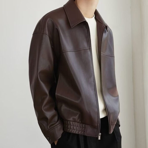 Men's Spring And Autumn New Motorcycle Clothing Leather Coat - Image 6