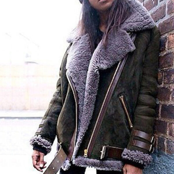 Suede Leather Jacket And Lamb Wool Warm Coat - Image 3