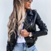 Jacket Top PU Leather Coat Short Zipper - Image 5