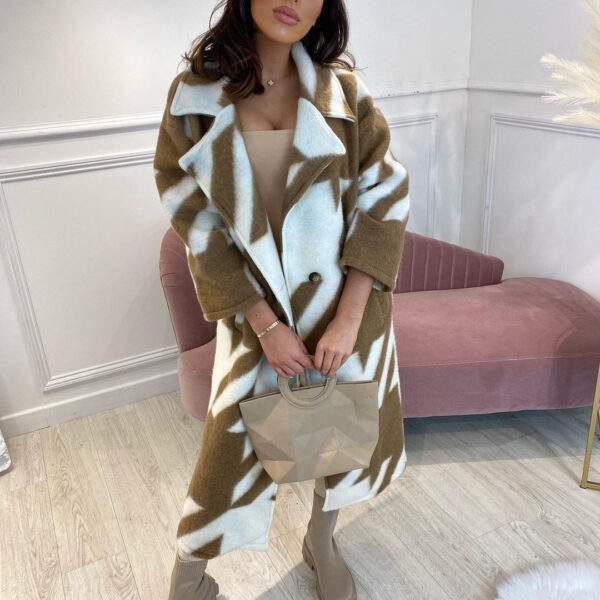 Women's Color Matching Fashion Long Sleeve Turn-down Collar Coat - Image 6