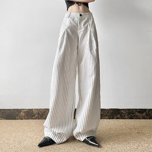 Striped All-matching Pressed Straight Wide-leg Pants - Image 3