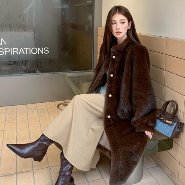 Mid-ancient Long Mink Environmental Protection Purple Velvet Whole Mink Marten Overcoats - Image 2