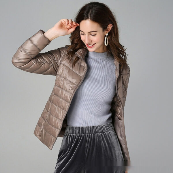 Short Light And Thick Thermal Slim Fit White Duck Down Fashionable Jacket - Image 6