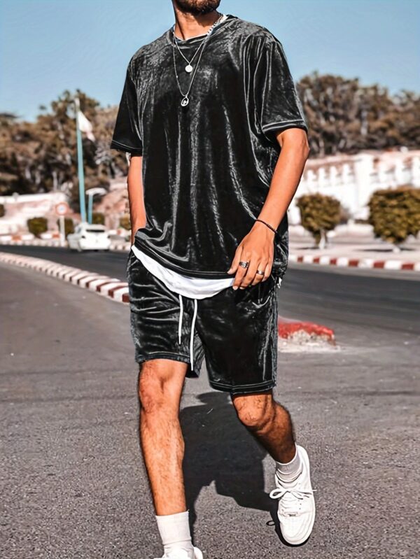 Casual Short-sleeved Shorts Men's Two-piece Suit - Image 3