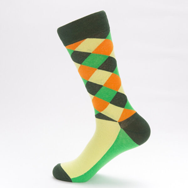 Color Diamond Lattice Men's Mid-calf Length Sock - Image 5