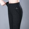 Elastic High Waist Spring Leisure Elastic StripeStraight-leg Pants - Image 2