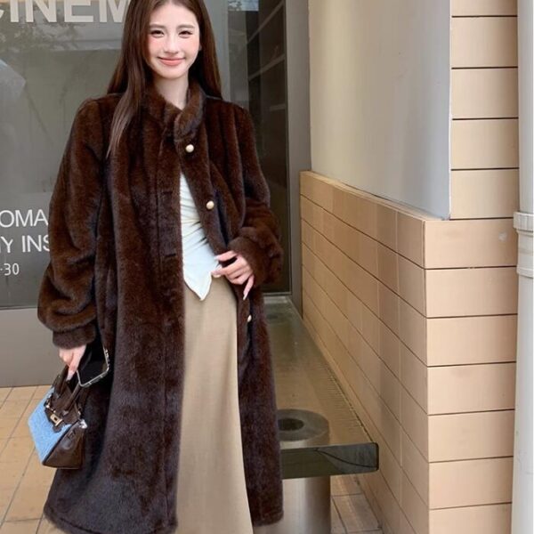 Mid-ancient Long Mink Environmental Protection Purple Velvet Whole Mink Marten Overcoats - Image 3