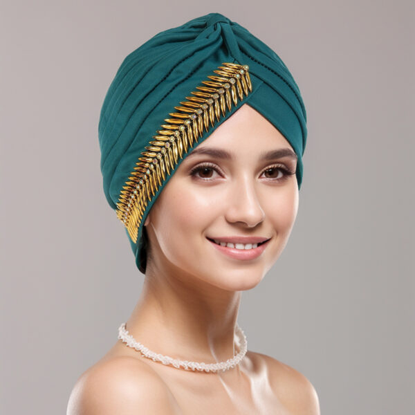 New Rhinestone Turban Cap For Women Pleated Elastic Head Wrap Stylish Ramadan Head Scarf Bonnet Chemo Cap Wedding African Hat - Image 4