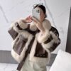 Sense Fox Fur Stitching Leather Coat - Image 6