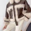 Sense Fox Fur Stitching Leather Coat - Image 8