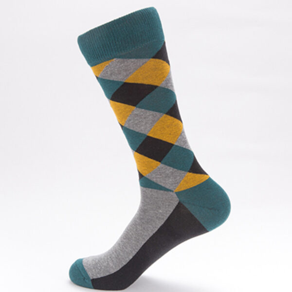 Color Diamond Lattice Men's Mid-calf Length Sock - Image 8