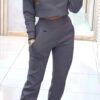 Stand Collar Sports Suit Fashion Pullover Long-sleeves Short Top And Slim Trousers With Pockets Solid Outfits Women's Clothing - Image 4