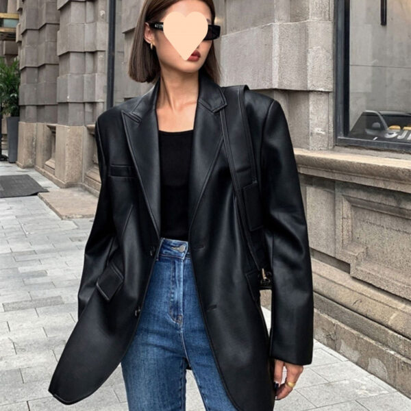 Spring And Autumn Suit Women's Leather Coat - Image 4