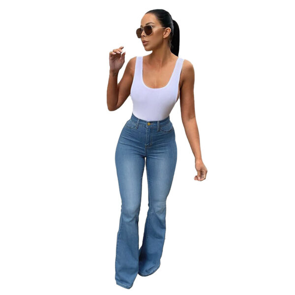 Women's Stretch High Waist Denim Pants Micro-pull Horseshoe Pants - Image 7