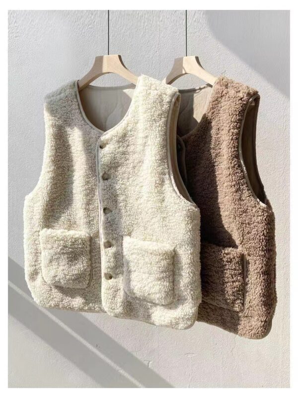 Lamb Wool Double-sided Thermal Vest Fashion Waistcoat Jacket - Image 3