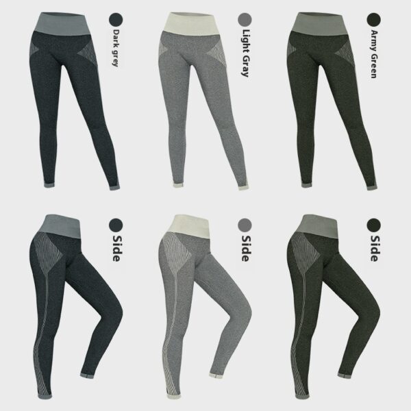 High Waist Color Stitching Fitness Pants For Women - Image 3