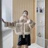 Sense Fox Fur Stitching Leather Coat - Image 9