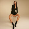 High Waisted Zippered Cardigan Insulation Jumpsuit - Image 3