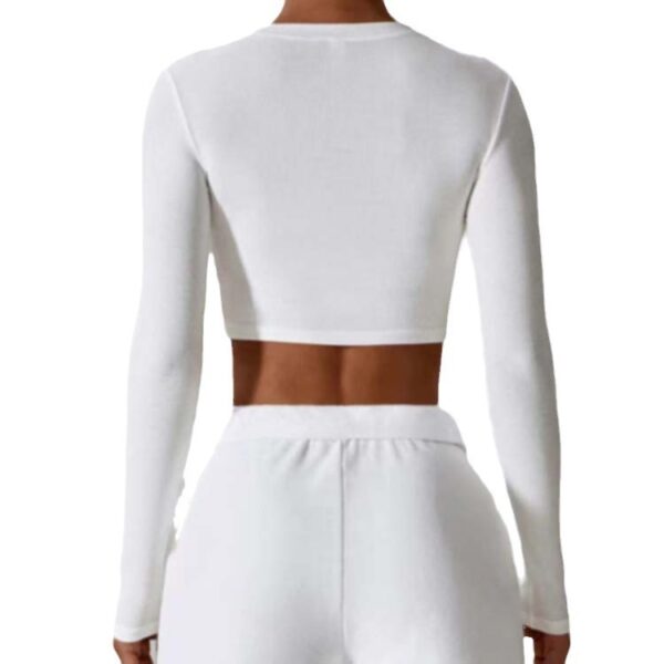 Fitness Running Sports Casual Thread Round Neck Long Sleeve Yoga Wear Top - Image 7