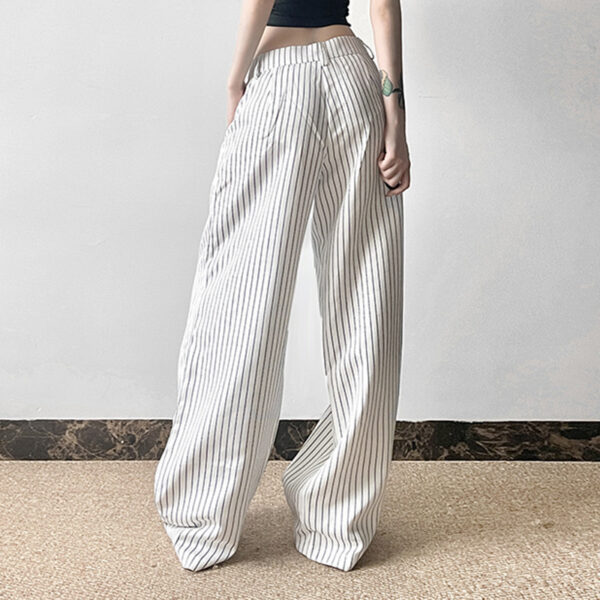Striped All-matching Pressed Straight Wide-leg Pants - Image 5