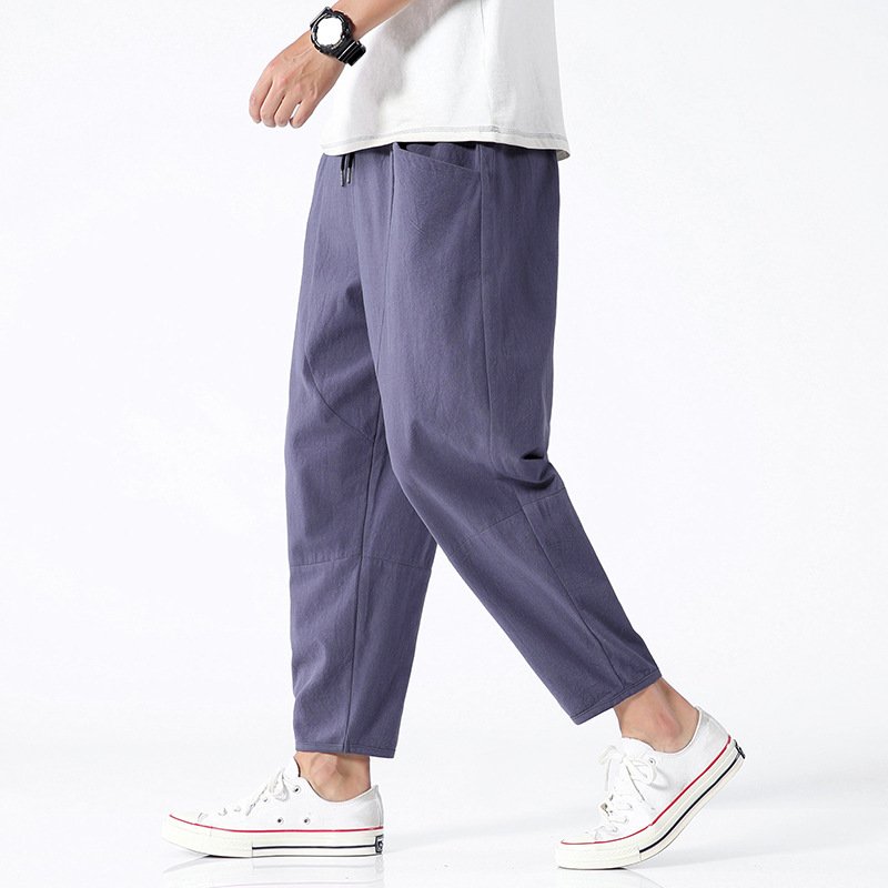 Loose Cotton Linen Cropped Harem Pants Casual Loose Cotton Linen Cropped Harem Pants Casual - Image 3