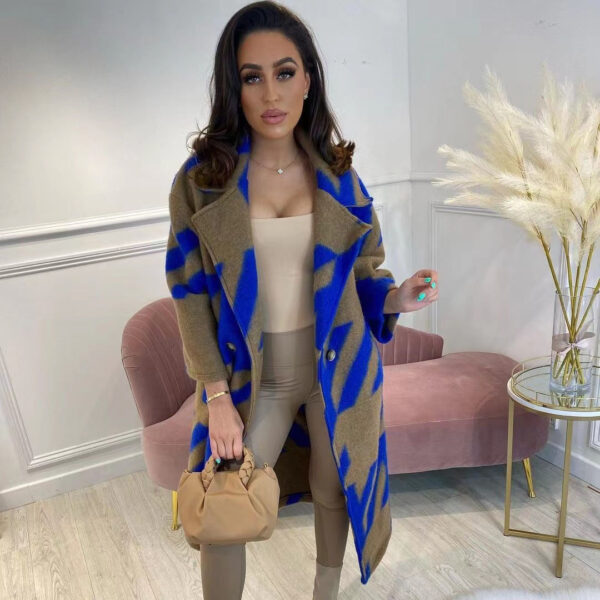 Women's Color Matching Fashion Long Sleeve Turn-down Collar Coat - Image 5