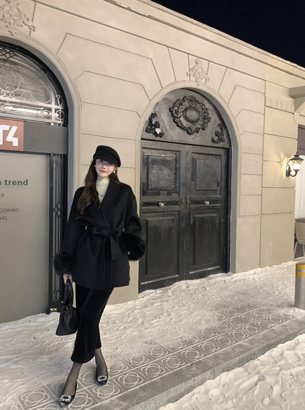Cuff Detachable Fox Fur Elegant Double-sided Cashmere Coat - Image 6
