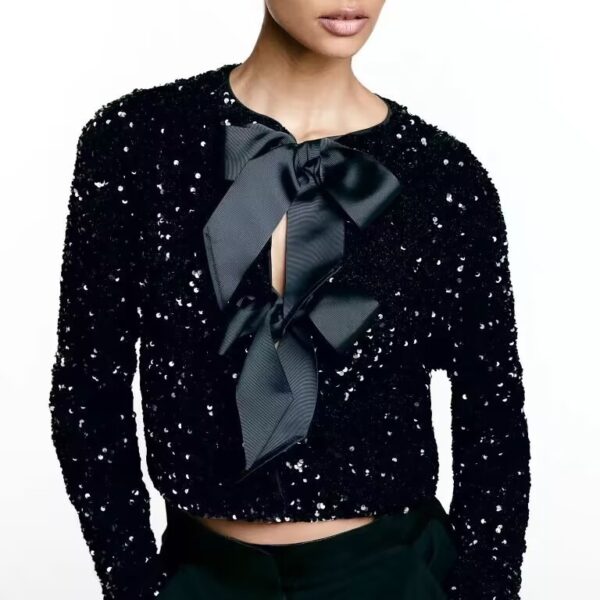 Women's Round Neck Long Sleeve Loose Plus Size Short Top - Image 2