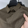 High-end Elegant Ice Silk Short Sleeve T-shirt Men's Lapel Summer Plaid Polo Shirt - Image 2