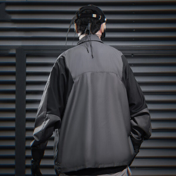 Irregular Splicing Coat Men's Loose Casual Polo Collar Long-sleeved Jacket - Image 5