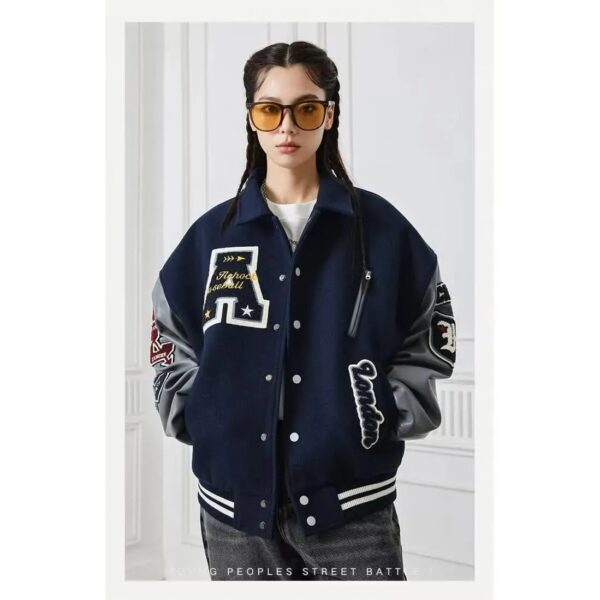 Spring And Autumn Baseball Uniform Letter Loose Trendy High Street Coat - Image 5