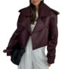 Solid Color Leather Coat Short Loose Design Women's - Image 5