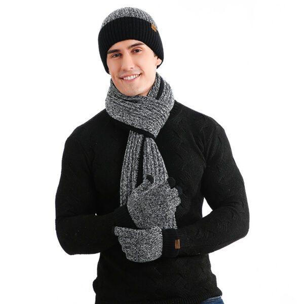 Warm Hat Scarf Gloves Knitted Plus Fluff Winter Men - Image 6