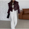 Solid Color Leather Coat Short Loose Design Women's - Image 3