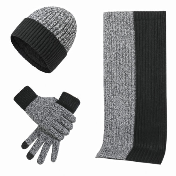 Warm Hat Scarf Gloves Knitted Plus Fluff Winter Men - Image 7