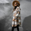 Fashion Plaid Single Row Button Coarse Wool Coat For Women - Image 2