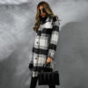 Fashion Plaid Single Row Button Coarse Wool Coat For Women - Image 6