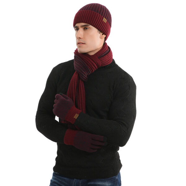 Warm Hat Scarf Gloves Knitted Plus Fluff Winter Men - Image 8