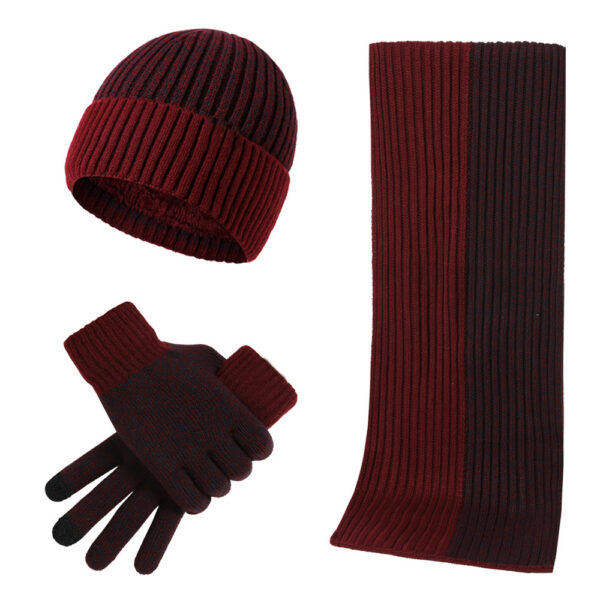 Warm Hat Scarf Gloves Knitted Plus Fluff Winter Men - Image 3