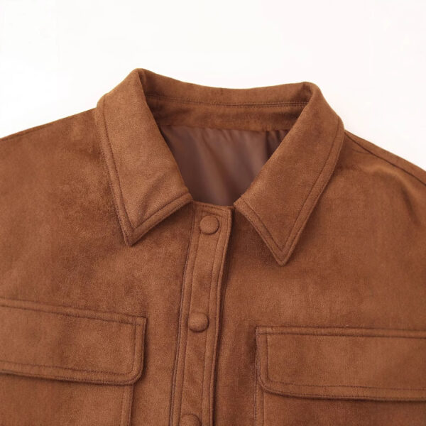 Autumn European And American Lapel Pocket Deerskin Velvet Coat - Image 3